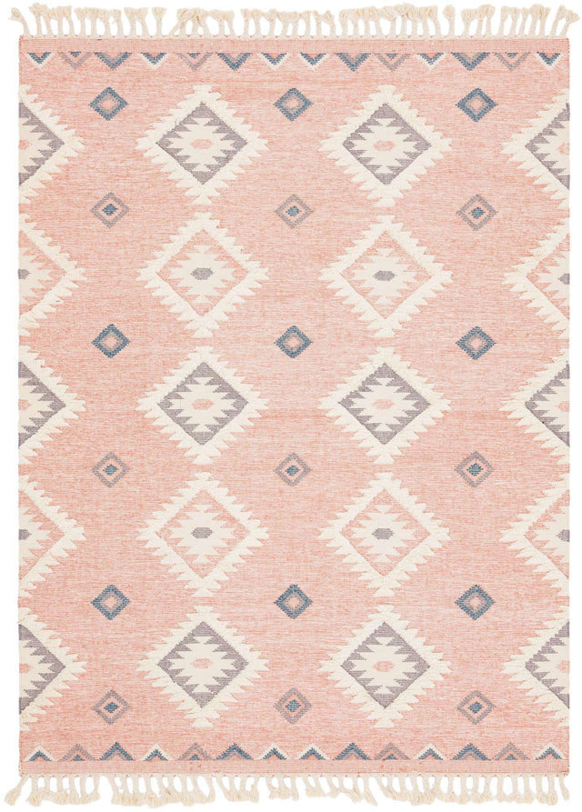 Pink 9' x 12' 2 Mesa Rectangle Area Rug 100% Wool Geometric All Natural Carpet for Living, Dining, Office, Bedrooms, Dorms, Kitchens for Sale at Rug Engine