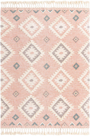 Pink 8' x 11' Mesa Rectangle Area Rug 100% Wool Geometric All Natural Carpet for Living, Dining, Office, Bedrooms, Dorms, Kitchens for Sale at Rug Engine