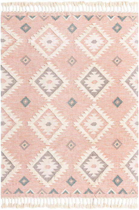 Pink 8' x 11' Mesa Rectangle Area Rug 100% Wool Geometric All Natural Carpet for Living, Dining, Office, Bedrooms, Dorms, Kitchens for Sale at Rug Engine