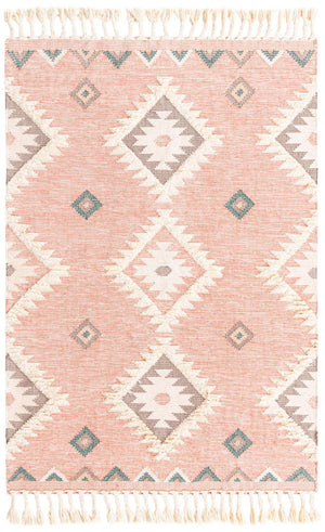 Pink 6' 1 x 9' Mesa Rectangle Area Rug 100% Wool Geometric All Natural Carpet for Living, Dining, Office, Bedrooms, Dorms, Kitchens for Sale at Rug Engine
