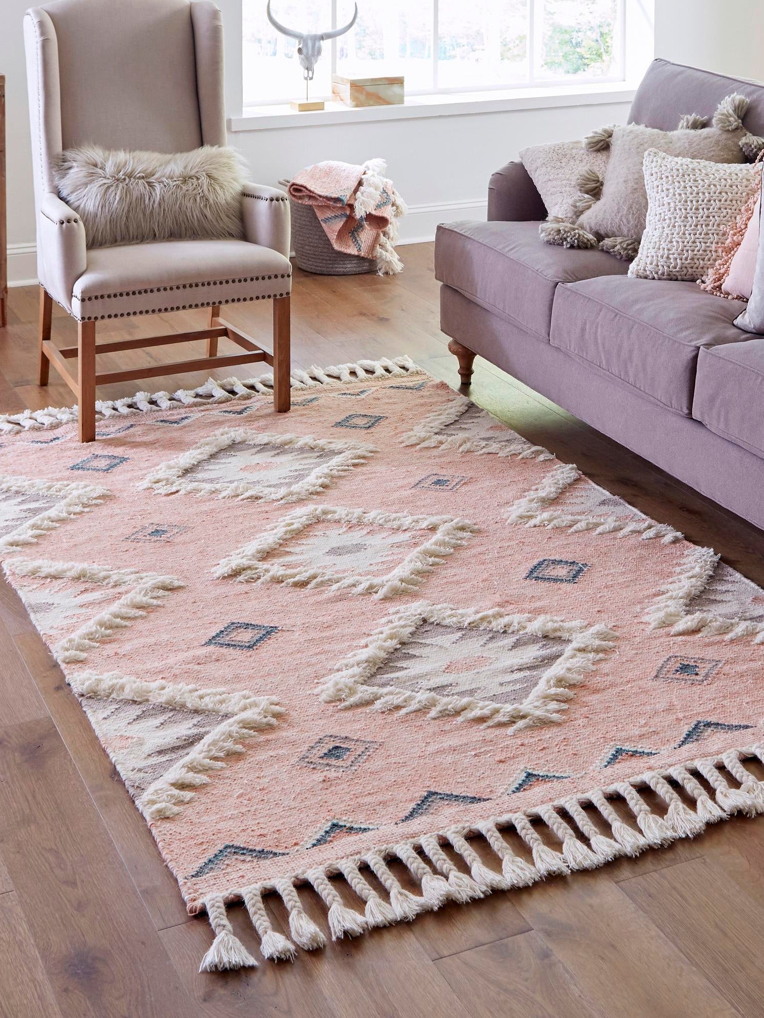 Pink 1' 6 x 1' 6 Mesa Sample Area Rug 100% Wool Geometric All Natural Carpet for Living, Dining, Office, Bedrooms, Dorms, Kitchens for Sale at Rug Engine