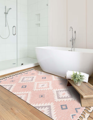 Pink 2' x 3' 1 Mesa Rectangle Area Rug 100% Wool Geometric All Natural Carpet for Living, Dining, Office, Bedrooms, Dorms, Kitchens for Sale at Rug Engine