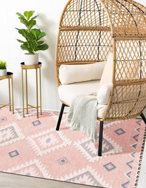 Pink 9' x 12' 2 Mesa Rectangle Area Rug 100% Wool Geometric All Natural Carpet for Living, Dining, Office, Bedrooms, Dorms, Kitchens for Sale at Rug Engine