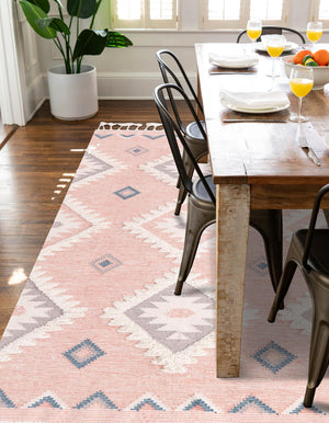 Pink 9' x 12' 2 Mesa Rectangle Area Rug 100% Wool Geometric All Natural Carpet for Living, Dining, Office, Bedrooms, Dorms, Kitchens for Sale at Rug Engine