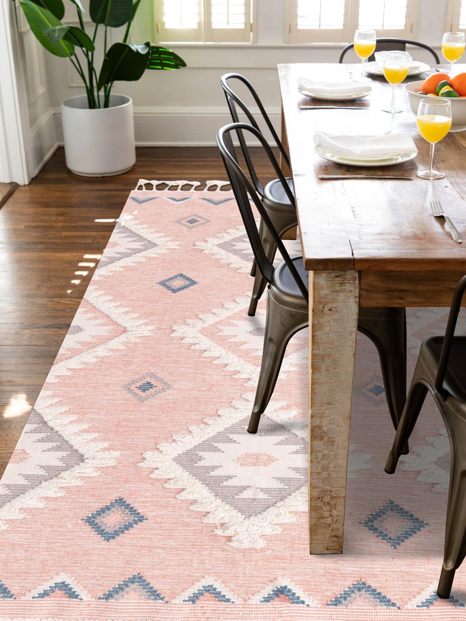 Pink 2' x 3' 1 Mesa Rectangle Area Rug 100% Wool Geometric All Natural Carpet for Living, Dining, Office, Bedrooms, Dorms, Kitchens for Sale at Rug Engine