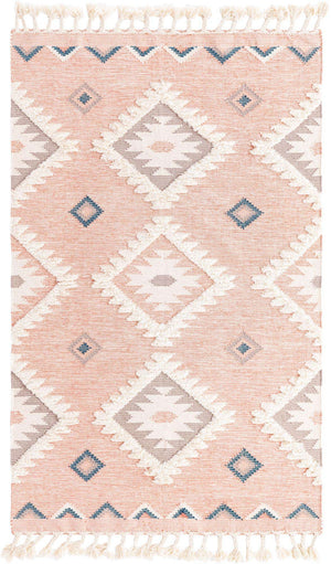 Pink 5' 1 x 8' Mesa Rectangle Area Rug 100% Wool Geometric All Natural Carpet for Living, Dining, Office, Bedrooms, Dorms, Kitchens for Sale at Rug Engine