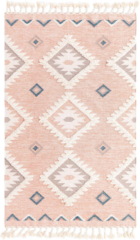 Pink 5' 1 x 8' Mesa Rectangle Area Rug 100% Wool Geometric All Natural Carpet for Living, Dining, Office, Bedrooms, Dorms, Kitchens for Sale at Rug Engine