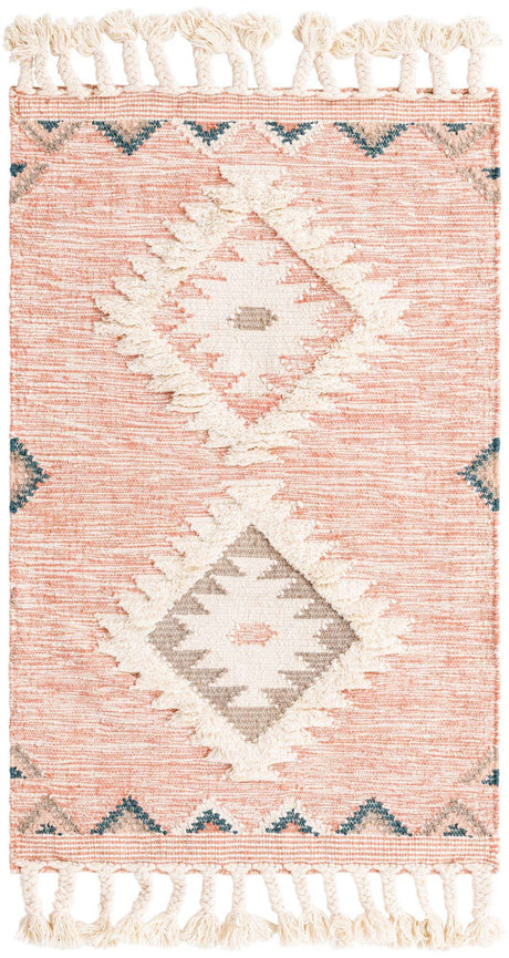 Pink 3' 3 x 5' 1 Mesa Rectangle Area Rug 100% Wool Geometric All Natural Carpet for Living, Dining, Office, Bedrooms, Dorms, Kitchens for Sale at Rug Engine