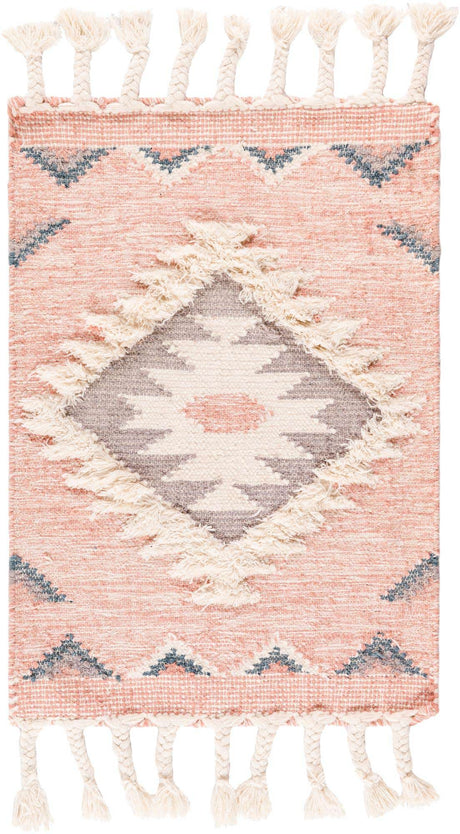 Pink 2' x 3' 1 Mesa Rectangle Area Rug 100% Wool Geometric All Natural Carpet for Living, Dining, Office, Bedrooms, Dorms, Kitchens for Sale at Rug Engine