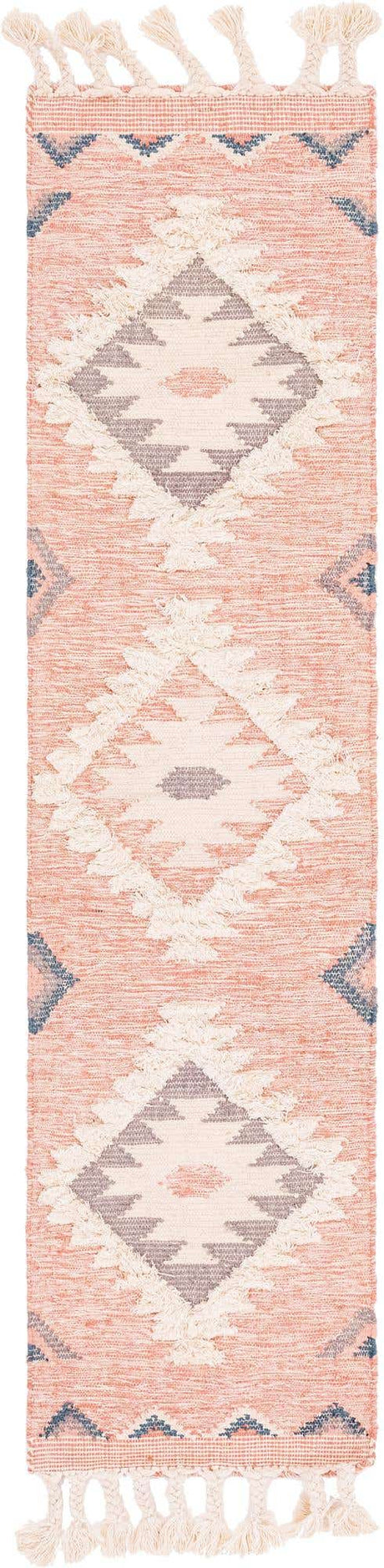 Pink 2' 2 x 8' 2 Mesa Runner Area Rug 100% Wool Geometric All Natural Carpet for Living, Dining, Office, Bedrooms, Dorms, Kitchens for Sale at Rug Engine