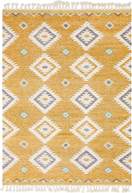 Gold 9' x 12' 2 Mesa Rectangle Area Rug 100% Wool Geometric All Natural Carpet for Living, Dining, Office, Bedrooms, Dorms, Kitchens for Sale at Rug Engine