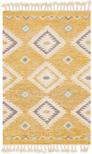 Gold 6' 1 x 9' Mesa Rectangle Area Rug 100% Wool Geometric All Natural Carpet for Living, Dining, Office, Bedrooms, Dorms, Kitchens for Sale at Rug Engine
