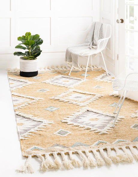 Gold 1' 6 x 1' 6 Mesa Sample Area Rug 100% Wool Geometric All Natural Carpet for Living, Dining, Office, Bedrooms, Dorms, Kitchens for Sale at Rug Engine