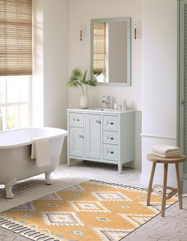 Gold 8' x 11' Mesa Rectangle Area Rug 100% Wool Geometric All Natural Carpet for Living, Dining, Office, Bedrooms, Dorms, Kitchens for Sale at Rug Engine
