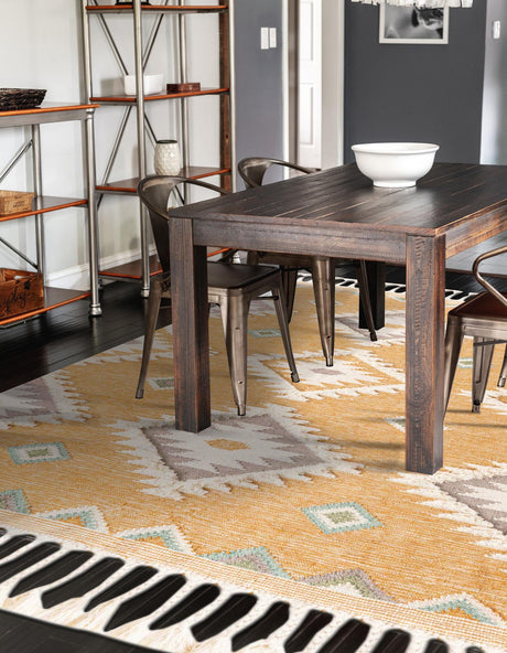 Gold 3' 3 x 5' 1 Mesa Rectangle Area Rug 100% Wool Geometric All Natural Carpet for Living, Dining, Office, Bedrooms, Dorms, Kitchens for Sale at Rug Engine