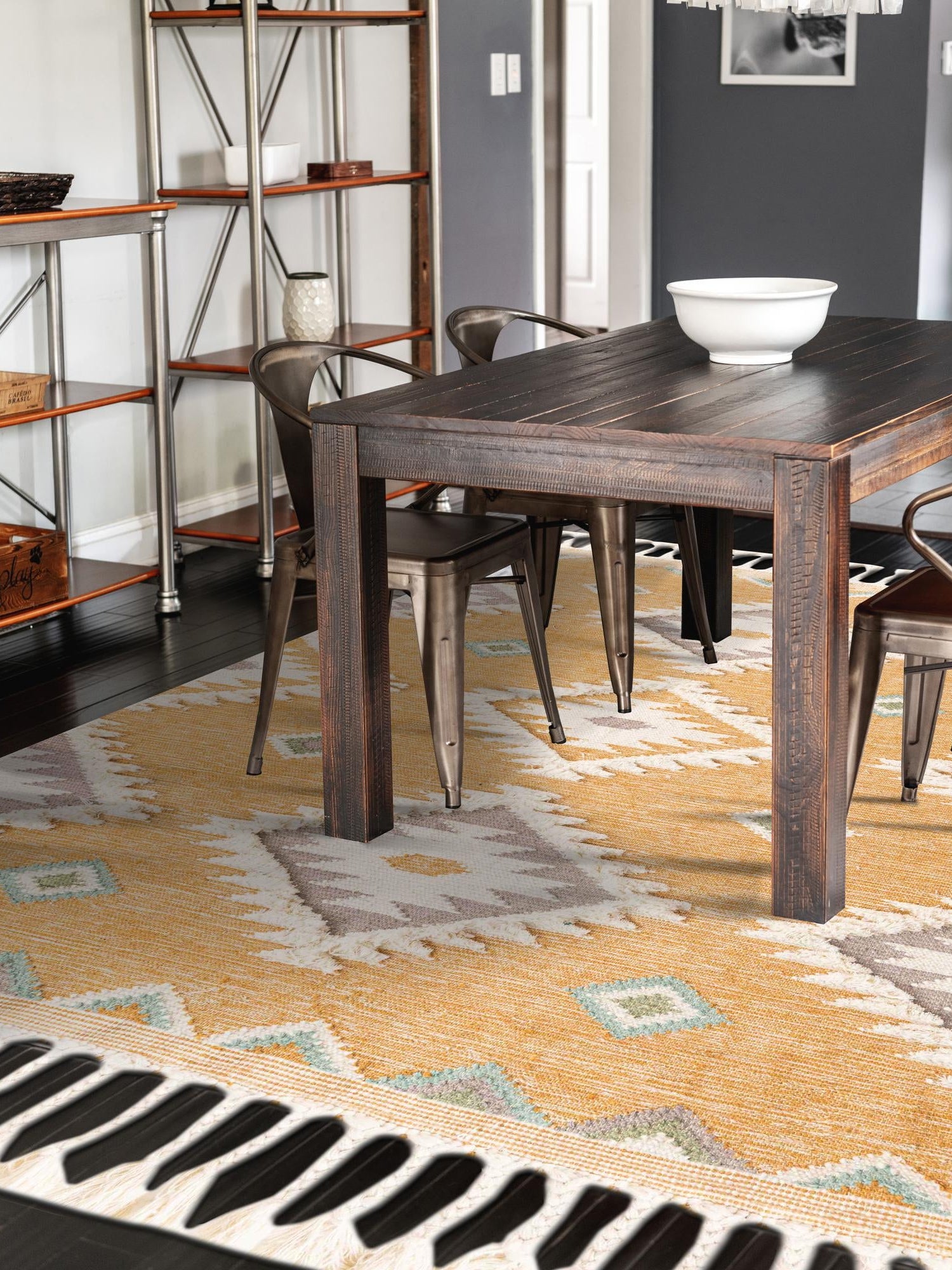 Gold 9' x 12' 2 Mesa Rectangle Area Rug 100% Wool Geometric All Natural Carpet for Living, Dining, Office, Bedrooms, Dorms, Kitchens for Sale at Rug Engine