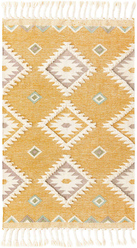 Gold 5' 1 x 8' Mesa Rectangle Area Rug 100% Wool Geometric All Natural Carpet for Living, Dining, Office, Bedrooms, Dorms, Kitchens for Sale at Rug Engine
