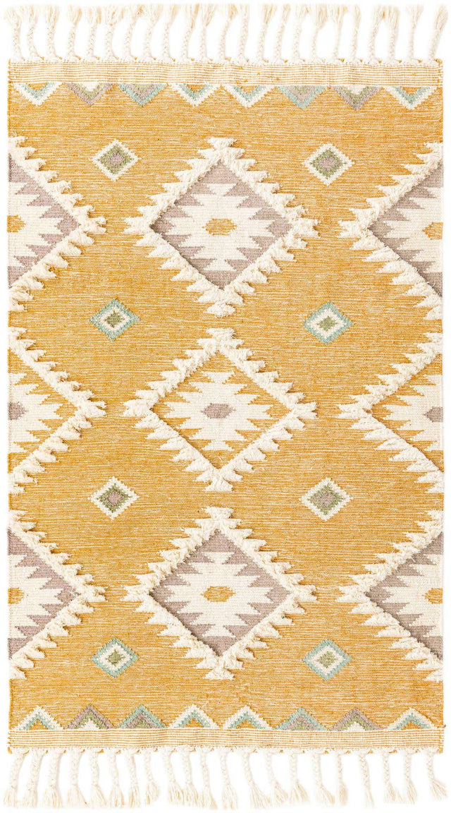 Gold 5' 1 x 8' Mesa Rectangle Area Rug 100% Wool Geometric All Natural Carpet for Living, Dining, Office, Bedrooms, Dorms, Kitchens for Sale at Rug Engine