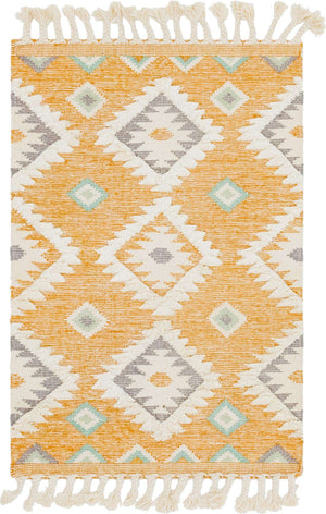Gold 4' 1 x 6' 1 Mesa Rectangle Area Rug 100% Wool Geometric All Natural Carpet for Living, Dining, Office, Bedrooms, Dorms, Kitchens for Sale at Rug Engine