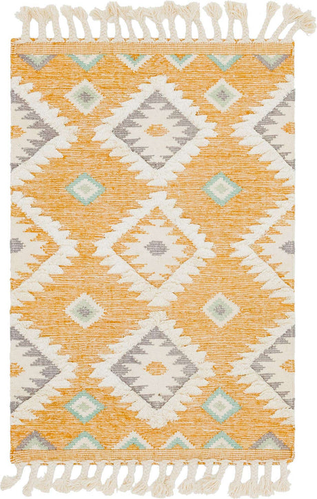 Gold 4' 1 x 6' 1 Mesa Rectangle Area Rug 100% Wool Geometric All Natural Carpet for Living, Dining, Office, Bedrooms, Dorms, Kitchens for Sale at Rug Engine