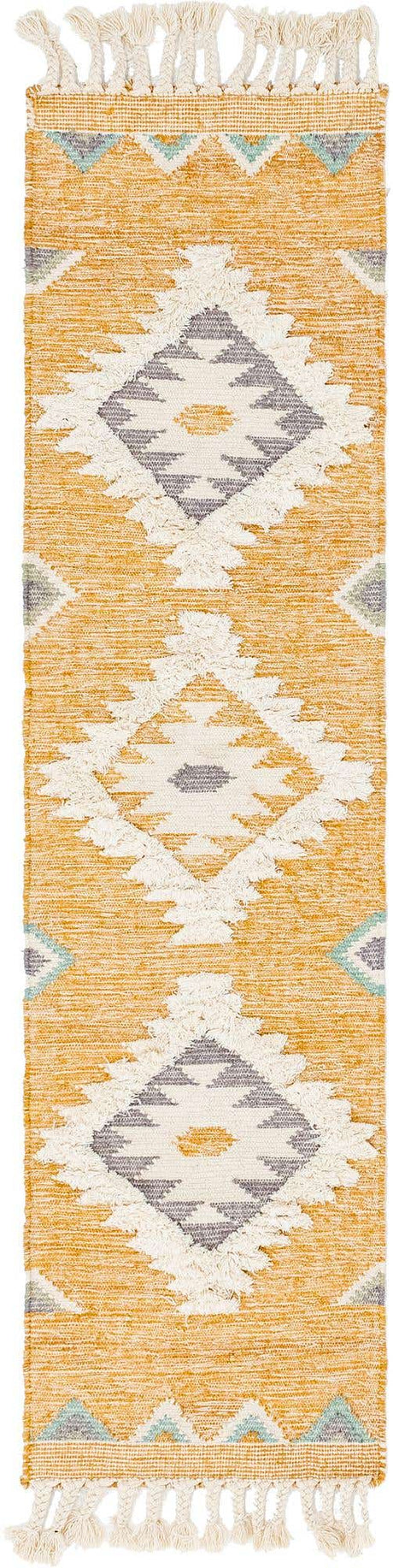 Gold 2' 2 x 8' 2 Mesa Runner Area Rug 100% Wool Geometric All Natural Carpet for Living, Dining, Office, Bedrooms, Dorms, Kitchens for Sale at Rug Engine