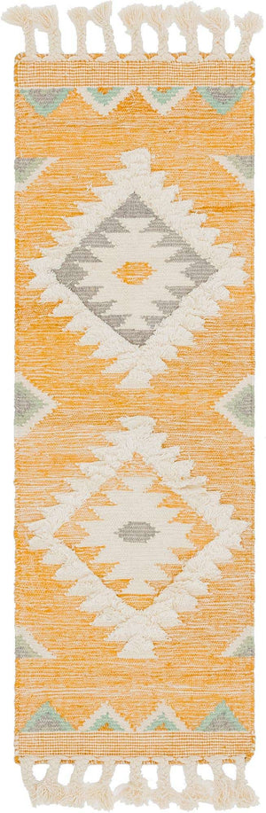 Gold 2' 2 x 6' 1 Mesa Runner Area Rug 100% Wool Geometric All Natural Carpet for Living, Dining, Office, Bedrooms, Dorms, Kitchens for Sale at Rug Engine