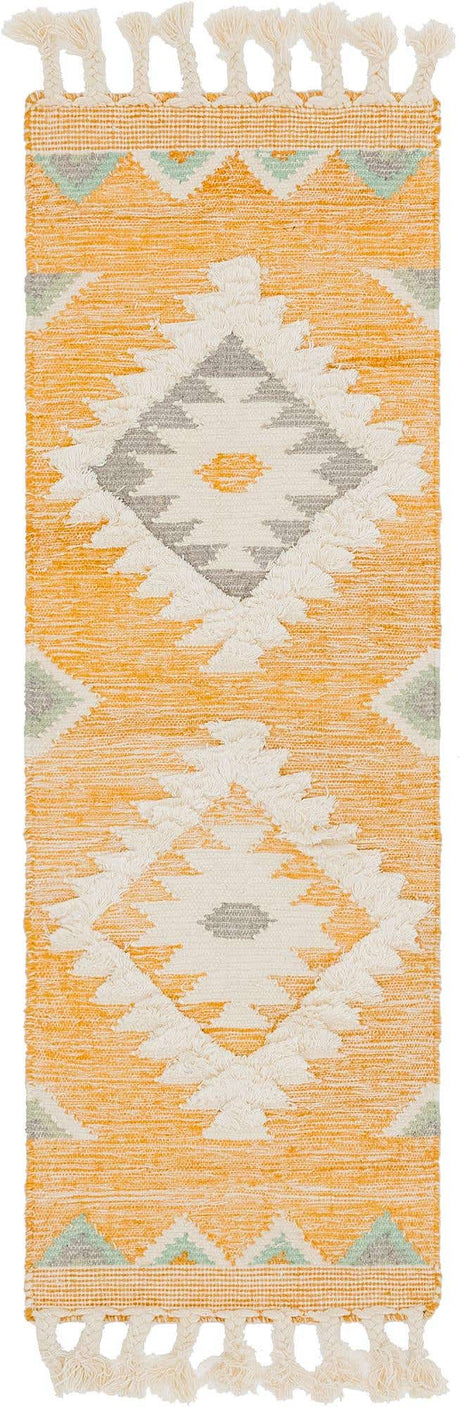 Gold 2' 2 x 6' 1 Mesa Runner Area Rug 100% Wool Geometric All Natural Carpet for Living, Dining, Office, Bedrooms, Dorms, Kitchens for Sale at Rug Engine