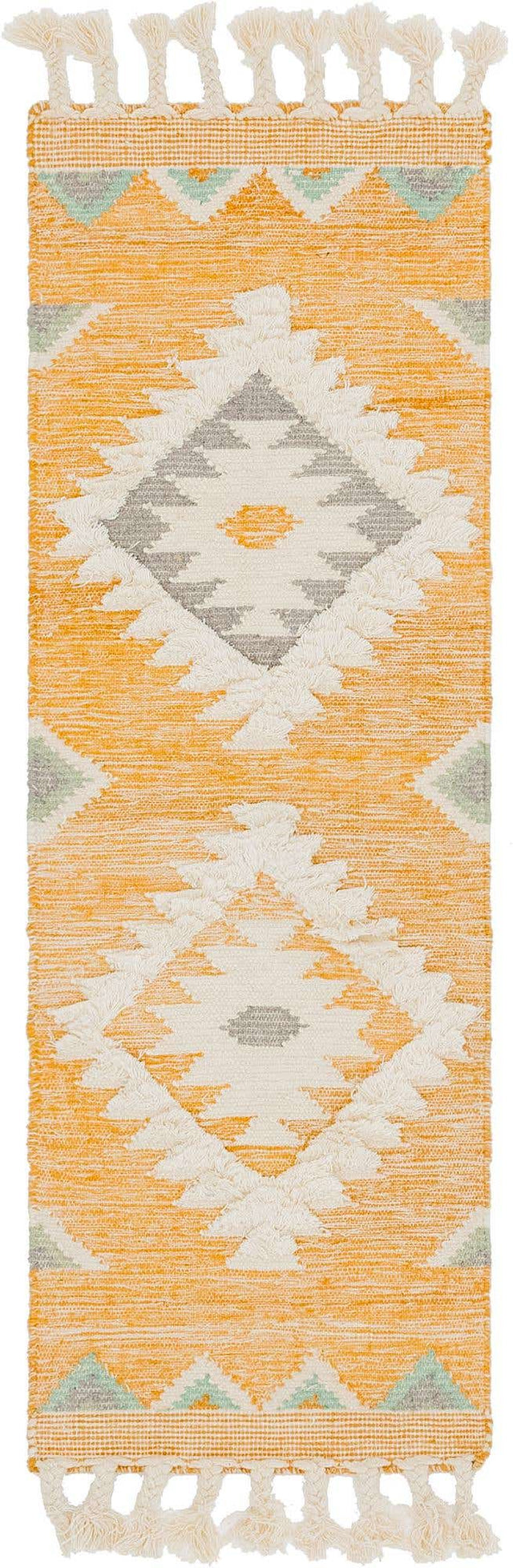 Gold 2' 2 x 6' 1 Mesa Runner Area Rug 100% Wool Geometric All Natural Carpet for Living, Dining, Office, Bedrooms, Dorms, Kitchens for Sale at Rug Engine