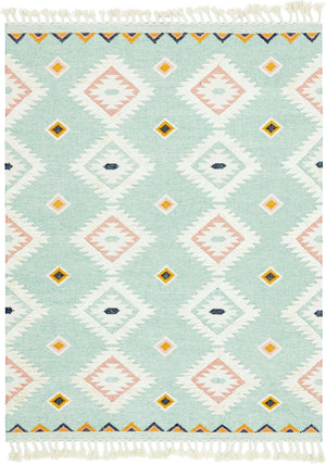 Light Aqua 9' x 12' 2 Mesa Rectangle Area Rug 100% Wool Geometric All Natural Carpet for Living, Dining, Office, Bedrooms, Dorms, Kitchens for Sale at Rug Engine