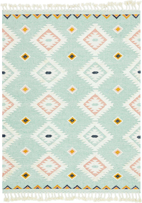 Light Aqua 9' x 12' 2 Mesa Rectangle Area Rug 100% Wool Geometric All Natural Carpet for Living, Dining, Office, Bedrooms, Dorms, Kitchens for Sale at Rug Engine