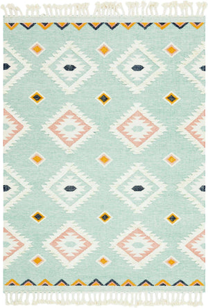 Light Aqua 8' x 11' Mesa Rectangle Area Rug 100% Wool Geometric All Natural Carpet for Living, Dining, Office, Bedrooms, Dorms, Kitchens for Sale at Rug Engine