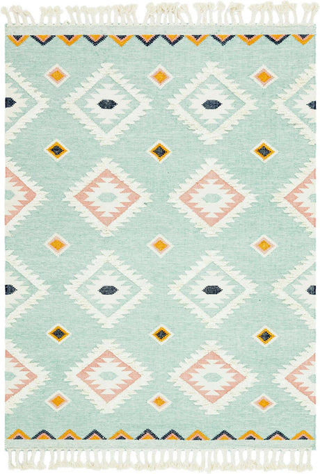 Light Aqua 8' x 11' Mesa Rectangle Area Rug 100% Wool Geometric All Natural Carpet for Living, Dining, Office, Bedrooms, Dorms, Kitchens for Sale at Rug Engine