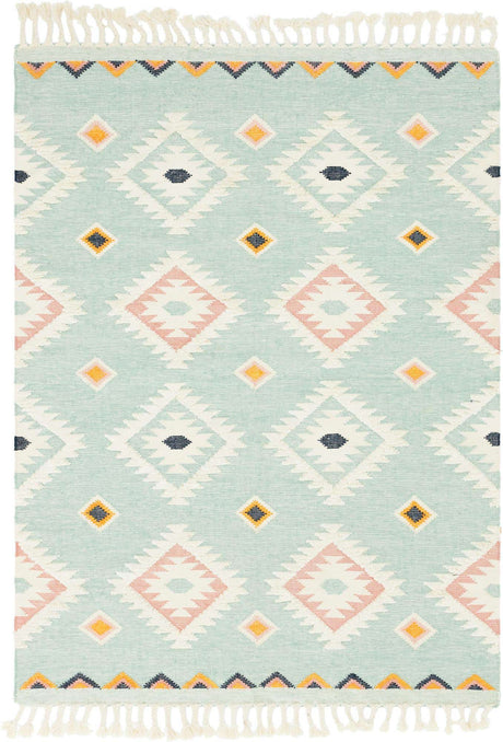 Light Aqua 8' x 10' Mesa Rectangle Area Rug 100% Wool Geometric All Natural Carpet for Living, Dining, Office, Bedrooms, Dorms, Kitchens for Sale at Rug Engine