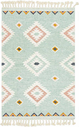 Light Aqua 6' 1 x 9' Mesa Rectangle Area Rug 100% Wool Geometric All Natural Carpet for Living, Dining, Office, Bedrooms, Dorms, Kitchens for Sale at Rug Engine