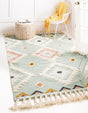 Light Aqua 4' 1 x 6' 1 Mesa Rectangle Area Rug 100% Wool Geometric All Natural Carpet for Living, Dining, Office, Bedrooms, Dorms, Kitchens for Sale at Rug Engine