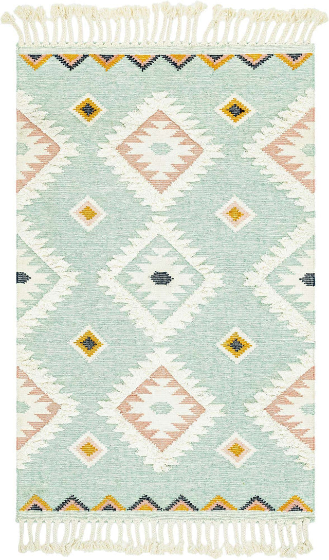 Light Aqua 5' 1 x 8' Mesa Rectangle Area Rug 100% Wool Geometric All Natural Carpet for Living, Dining, Office, Bedrooms, Dorms, Kitchens for Sale at Rug Engine