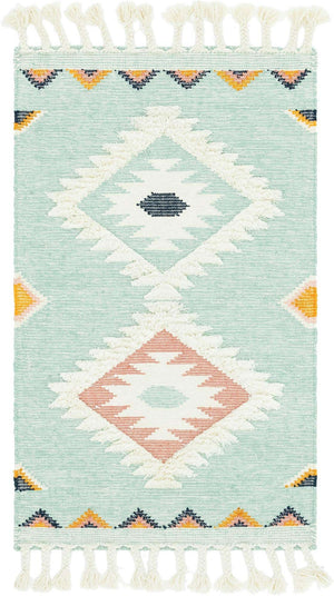 Light Aqua 3' 3 x 5' 1 Mesa Rectangle Area Rug 100% Wool Geometric All Natural Carpet for Living, Dining, Office, Bedrooms, Dorms, Kitchens for Sale at Rug Engine