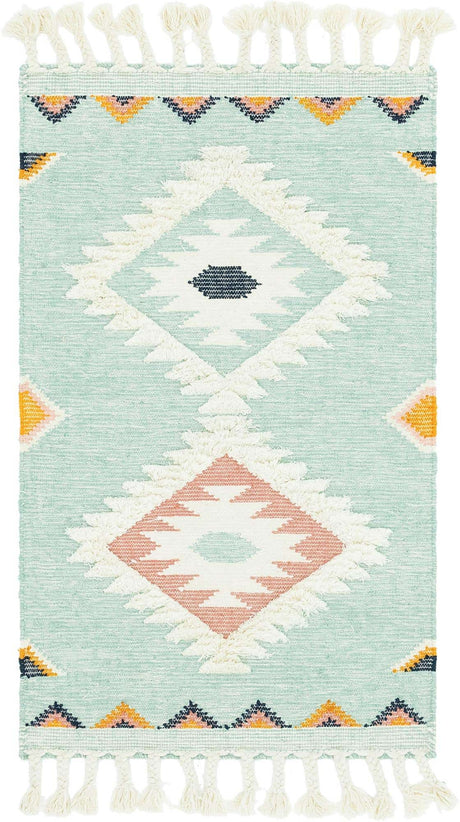 Light Aqua 3' 3 x 5' 1 Mesa Rectangle Area Rug 100% Wool Geometric All Natural Carpet for Living, Dining, Office, Bedrooms, Dorms, Kitchens for Sale at Rug Engine