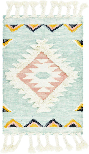 Light Aqua 2' x 3' 1 Mesa Rectangle Area Rug 100% Wool Geometric All Natural Carpet for Living, Dining, Office, Bedrooms, Dorms, Kitchens for Sale at Rug Engine