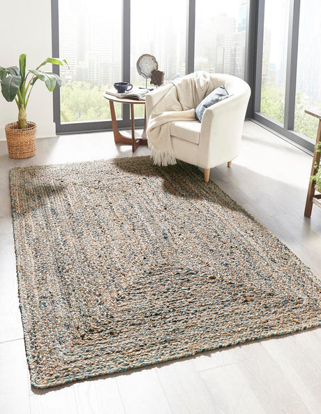 Natural 4' 1 x 6' 1 Braided Chindi Rectangle Rug