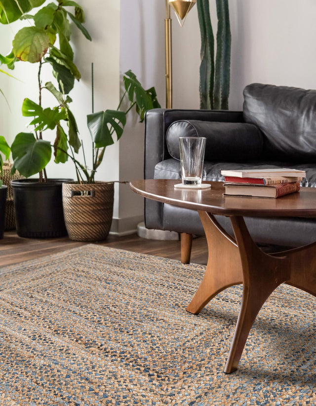 Natural 5' 1 x 8' Braided Chindi Rectangle Rug