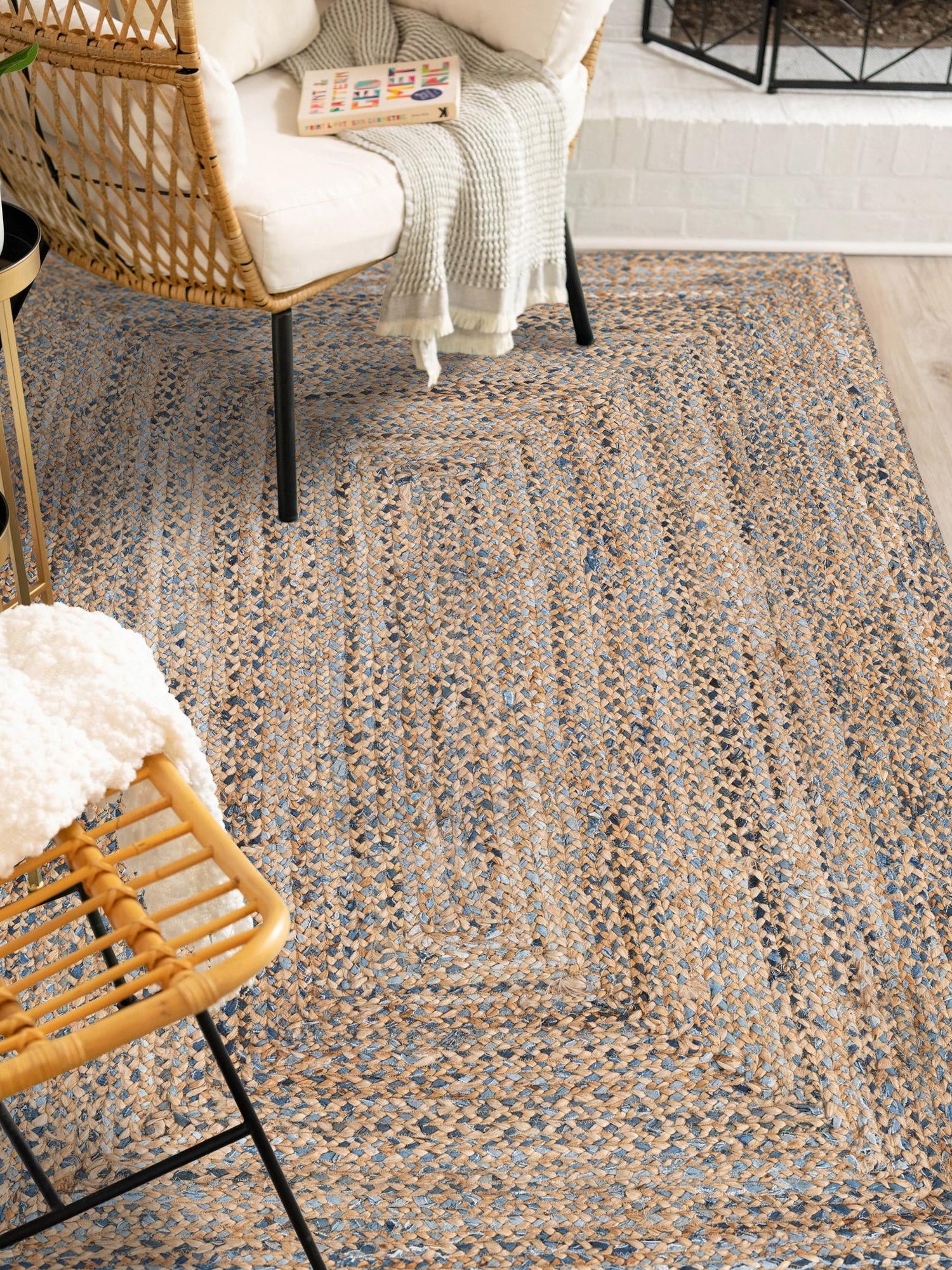 Natural 5' 1 x 8' Braided Chindi Rectangle Area Rug 100% Cotton Hand Braided Natural Eco-Friendly Boho Style Modern Carpet for Living Rooms Dining Office Dorm for Sale at Rug Engine