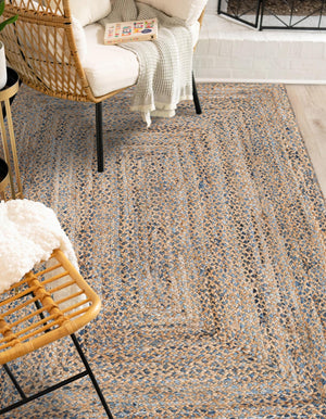 Natural 5' 1 x 8' Braided Chindi Rectangle Rug