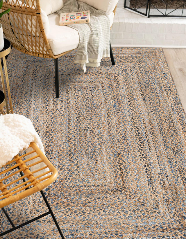 Natural 5' 1 x 8' Braided Chindi Rectangle Rug