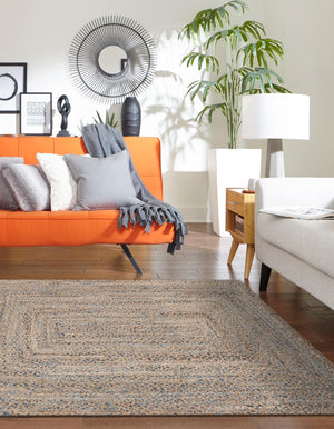 Natural 5' 1 x 8' Braided Chindi Rectangle Rug