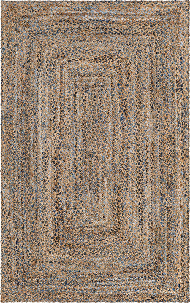 Natural 5' 1 x 8' Braided Chindi Rectangle Rug