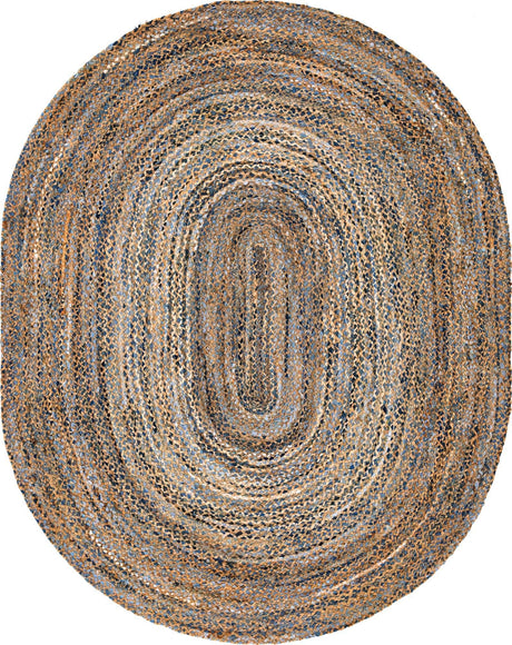 Natural 8' x 10' Braided Chindi Oval Rug