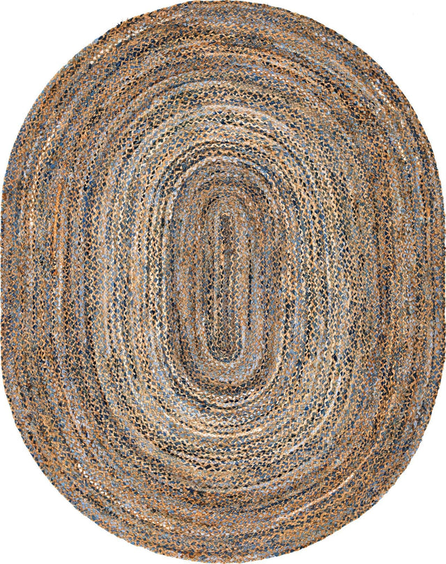Natural 8' x 10' Braided Chindi Oval Rug