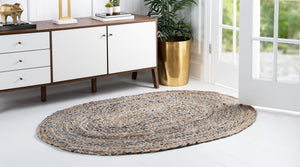 Natural 4' 1 x 6' 1 Braided Chindi Oval Area Rug 100% Cotton Hand Braided Natural Eco-Friendly Boho Style Modern Carpet for Living Rooms Dining Office Dorm for Sale at Rug Engine