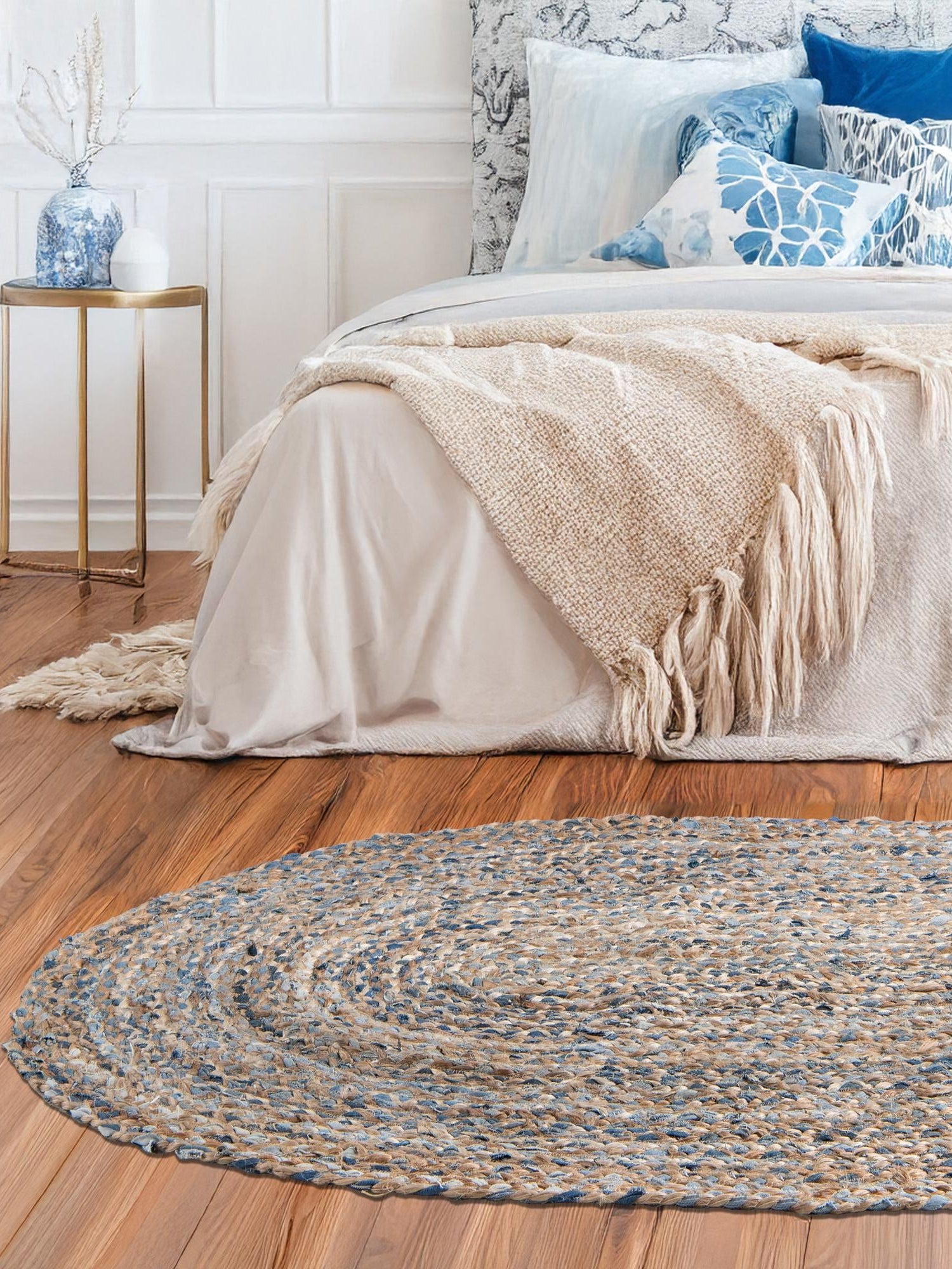 Natural 8' x 10' Braided Chindi Oval Area Rug 100% Cotton Hand Braided Natural Eco-Friendly Boho Style Modern Carpet for Living Rooms Dining Office Dorm for Sale at Rug Engine
